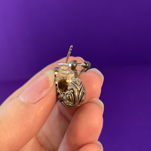 925 Sterling Silver Pearl Earrings Scroll Detail - Picture 8 of 14